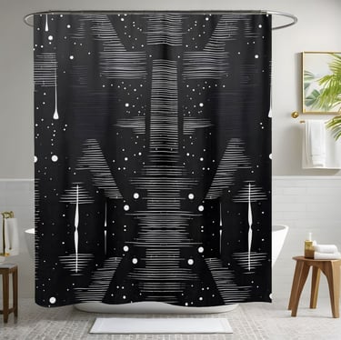 Black and White Abstract Drop Style 1 Shower Curtain