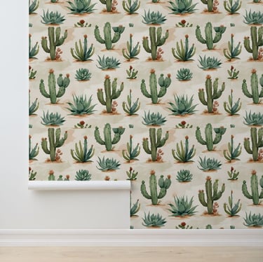 Desert Chic Cactus & Succulent Peel and Stick Wallpaper