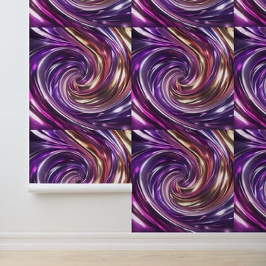Glamorous Purple Gold Disco Swirl Peel and Stick Wallpaper