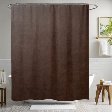 Brown Leather Shower Curtain
