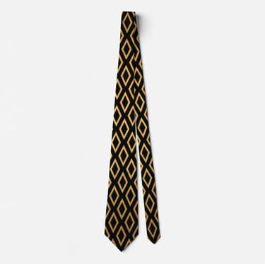Luxurious Black and Gold Geometric Neck Tie