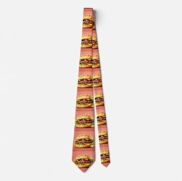 Pink Big Hamburger Party Neck Tie