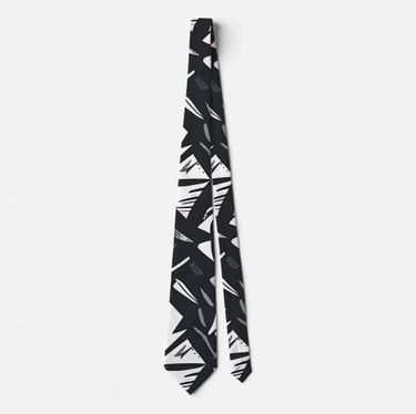 Tribal Chic Black & White Geometric Abstract Art Neck Tie