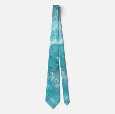 Turquoise Marble Abstract Neck Tie