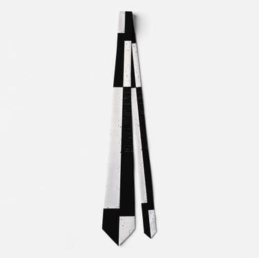 Bold Black and White Artistic Grid Neck Tie
