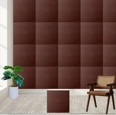 Elegant Dark Brown Leather Textured Ceramic Tile