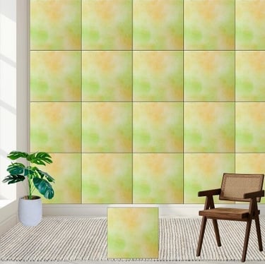 Soft Watercolor Green and Yellow Ceramic Tile