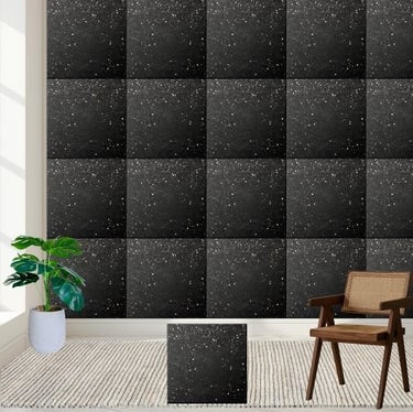 Sprinkle Black White Glitter Classy Ceramic Tile