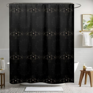 Black Boho Shower Curtain