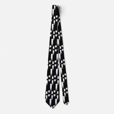 Bold Black and White Vertical Bar Design Neck tie