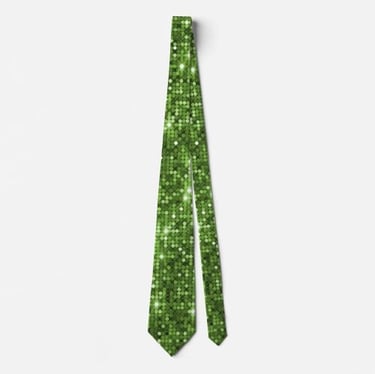 Lime Green Glitter Sparkle Disco Sequin Neck Tie