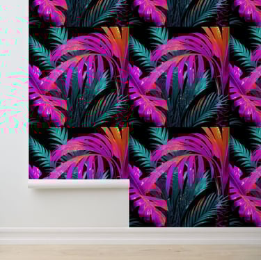 Neon Disco Jungle Peel and Stick Wallpaper