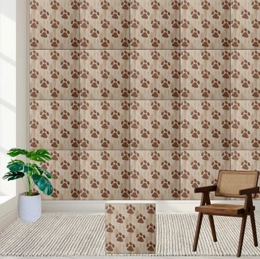 Playful Brown Paw Print Pattern Tile