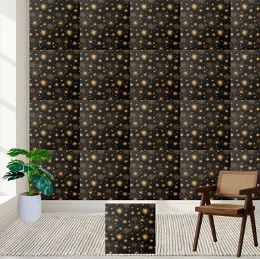 Black and Gold Fireworks Tile