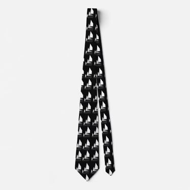 Minimalist Black & White Geometric Mountain Peak Neck Tie