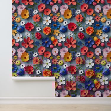 Modern Floral Mix and Match Paper Flower Removable Wallpaper