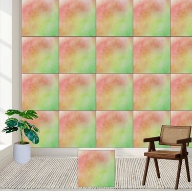 Red, Green & Yellow Gradient Watercolor Blend Ceramic Tile
