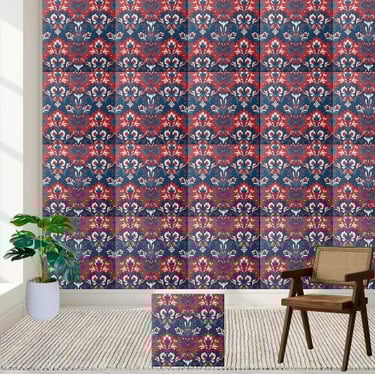 Scandinavian Floral Damask Pattern Tile