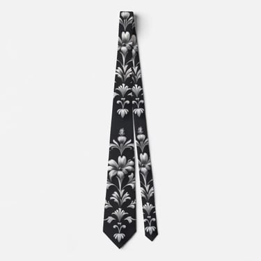 Elegant Damask Floral Neck Tie