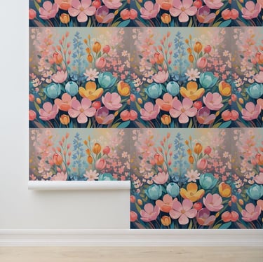 Modern Floral Dream Garden Peel and Stick Wallpaper