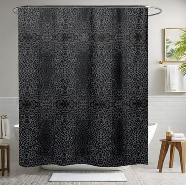Solid Black Shower Curtain Style 2