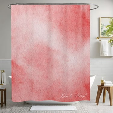 Abstract Red and White Watercolor Texture Shower Curtain