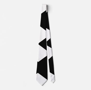 Stylish Black and White Geometric Necktie