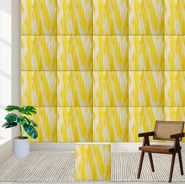 Yellow Geometric Diamond Pattern Ceramic Tile