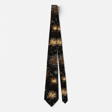 Black Golden Fireworks Celebration Neck Tie