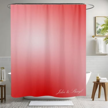 Red and White Gradient Personalized Shower Curtain