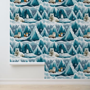 Dreamy Arctic Animal Mural Peel and Stick Wallpaper