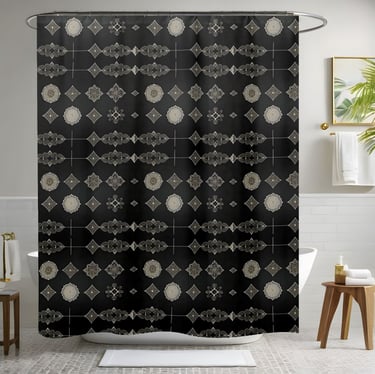 Black Shower Curtain With Design