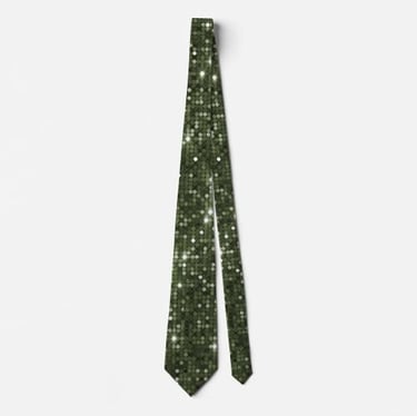 Chic Glimmering Olive Green Sequin Neck Tie