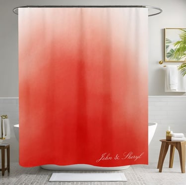 Red Watercolor Abstract Shower Curtain