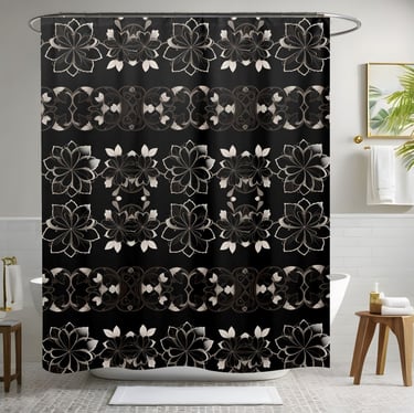 Black Floral Shower Curtain