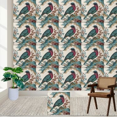 Chinoiserie Bird and Floral Tile