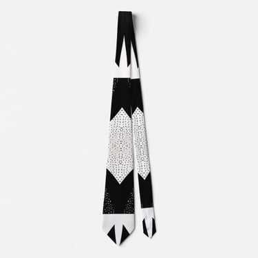 Unique Stipple Dotted Black and White Modern Neck Tie