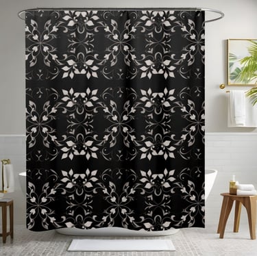 Black Floral Shower Curtain Style 2
