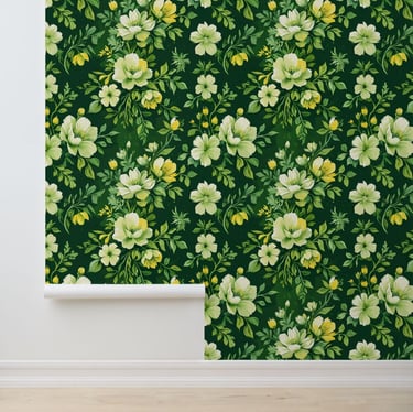 Botanical Garden Green Floral Peel and Stick Wallpaper