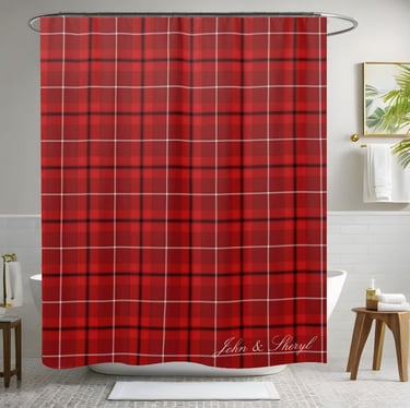 Red and Black Scottish Tartan Plaid Shower Curtain