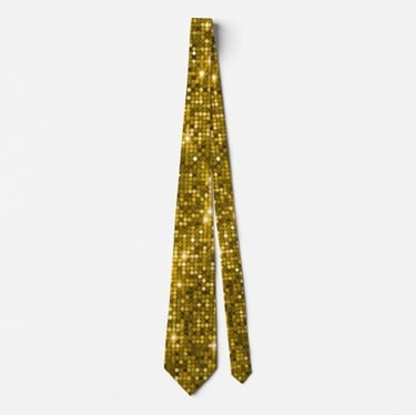 Sparkling Gold Disco Sequin Neck Tie