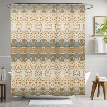 Blue Boho Shower Curtain