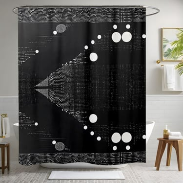 Black and White Abstract Drop Style 2 Shower Curtain