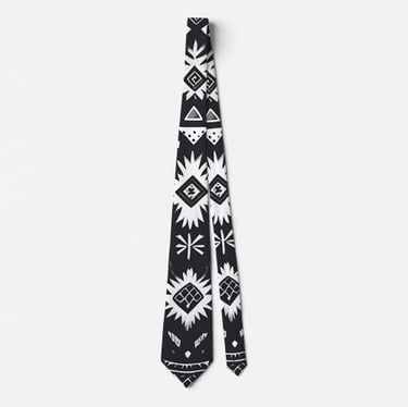 Aztec Black White Neck Tie