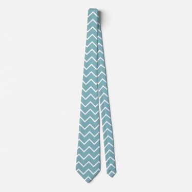 Modern Aqua Blue & White Chevron Zig Zag Neck Tie