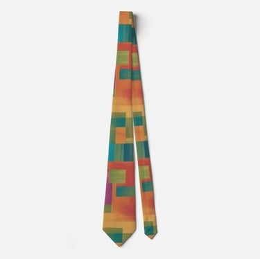 Vibrant Geometric Color Block Neck Tie