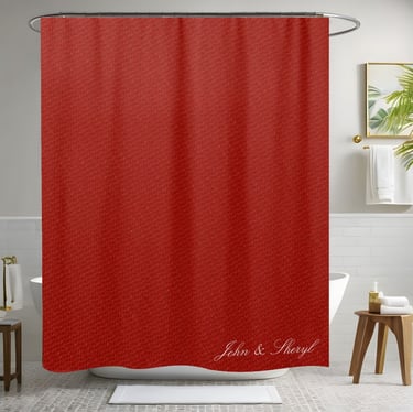 Deep Red Textured Shower Curtain