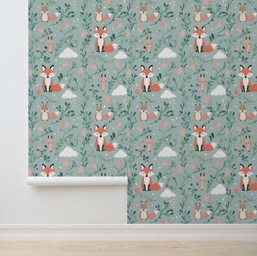 Woodland Animals Fox Forest Peel and Stick Wallpaper