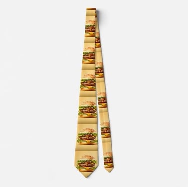 Yellow Big Hamburger Neck Tie
