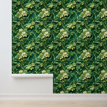 Removable Green Floral Nature Inspired Design Wallpaper